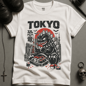 Tokyo Dinosaur T-shirt (New Style) - White - S - Inked 13 Ltd Unisex alternative tattoo apparel