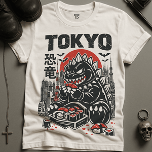 Tokyo Dinosaur T-Shirt - White - S - Inked 13 Ltd Unisex alternative tattoo apparel