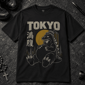 Tokyo Full Dinosaur T-shirt - Black - S - Inked 13 - Unisex alternative tattoo apparel.
