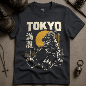 Tokyo Full Dinosaur T-shirt - Graphite - S - Inked 13 Ltd Unisex alternative tattoo apparel