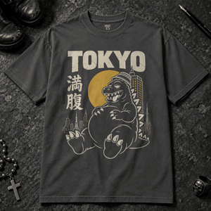 Tokyo Full Dinosaur T-shirt - Graphite - S - Inked 13 - Unisex alternative tattoo apparel.