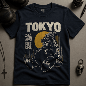Tokyo Full Dinosaur T-shirt - True Navy - S - Inked 13 Ltd Unisex alternative tattoo apparel