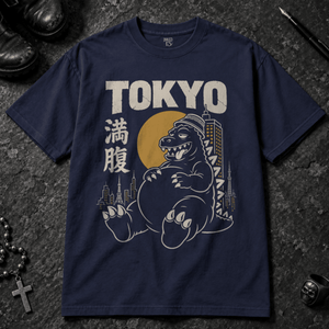 Tokyo Full Dinosaur T-shirt - True Navy - S - Inked 13 - Unisex alternative tattoo apparel.