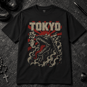 Tokyo Sunburst Japanese T-shirt - Black - S - Inked 13 - Unisex alternative tattoo apparel.