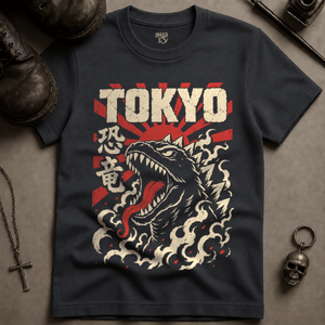Tokyo Sunburst Japanese T-shirt - Graphite - S - Inked 13 Ltd Unisex alternative tattoo apparel