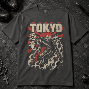 Tokyo Sunburst Japanese T-shirt - Graphite - S - Inked 13 - Unisex alternative tattoo apparel.