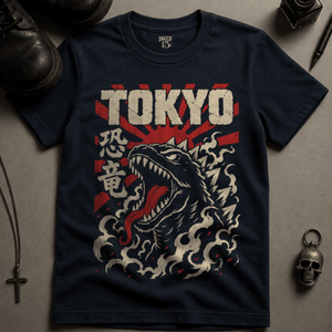 Tokyo Sunburst Japanese T-shirt - True Navy - S - Inked 13 Ltd Unisex alternative tattoo apparel