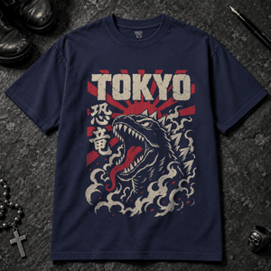 Tokyo Sunburst Japanese T-shirt - True Navy - S - Inked 13 - Unisex alternative tattoo apparel.