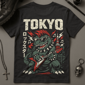 Toyko Rockstar T-Shirt - Dark Grey - S - Inked 13 Ltd Unisex alternative tattoo apparel