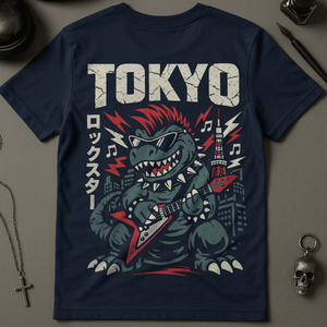 Toyko Rockstar T-Shirt - Navy - S - Inked 13 Ltd Unisex alternative tattoo apparel