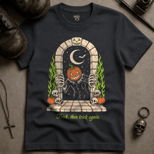 Trick and Trick Again T-shirt - Graphite - S - Inked 13 Ltd Unisex alternative tattoo apparel