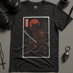 Vampire Cat Samurai T-Shirt - Dark Grey - S - Inked 13 Ltd