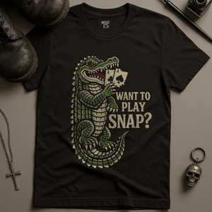 Want To Play Snap T-Shirt - Black - S - Inked 13 Ltd