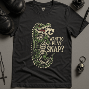 Want To Play Snap T-Shirt - Dark Grey - S - Inked 13 Ltd