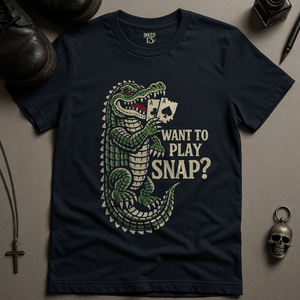 Want To Play Snap T-Shirt - Navy - S - Inked 13 Ltd