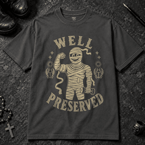 Well Preserved T-shirt - Graphite - S - Inked 13 - Unisex alternative tattoo apparel.