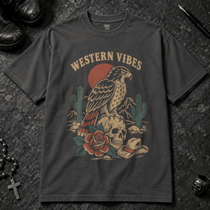 Western Vibes T-shirt - Graphite - S - Inked 13 - Unisex alternative tattoo apparel.