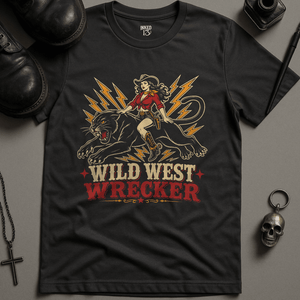 Wild West Wrecker T-Shirt - Dark Grey - S - Inked 13 Ltd Unisex alternative tattoo apparel