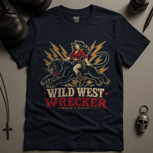 Wild West Wrecker T-Shirt - Navy - S - Inked 13 Ltd Unisex alternative tattoo apparel