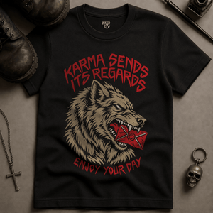 Wolf Karma T-shirt - Black - S - Inked 13 Ltd Unisex alternative tattoo apparel