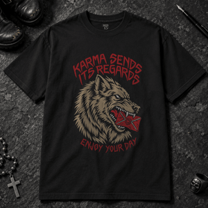 Wolf Karma T-shirt - Black - S - Inked 13 - Unisex alternative tattoo apparel.