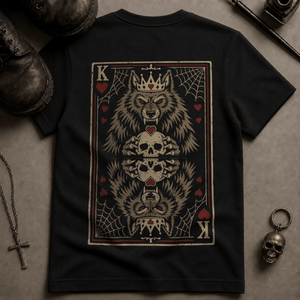 Wolf King of Hearts T-shirt - Black - S - Inked 13 Ltd Unisex alternative tattoo apparel