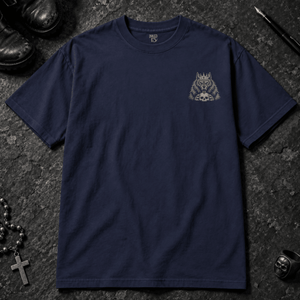 Wolf King of Hearts T-shirt - True Navy - S - Inked 13 - Unisex alternative tattoo apparel.