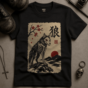 Wolf Sumi Ink T-shirt - Black - S - Inked 13 Ltd Unisex alternative tattoo apparel