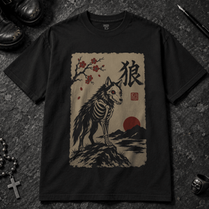 Wolf Sumi Ink T-shirt - Black - S - Inked 13 - Unisex alternative tattoo apparel.