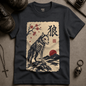 Wolf Sumi Ink T-shirt - Graphite - S - Inked 13 Ltd Unisex alternative tattoo apparel
