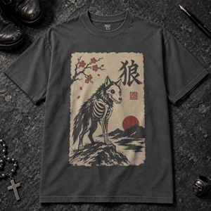 Wolf Sumi Ink T-shirt - Graphite - S - Inked 13 - Unisex alternative tattoo apparel.