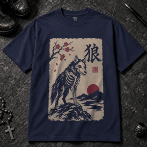 Wolf Sumi Ink T-shirt - True Navy - S - Inked 13 - Unisex alternative tattoo apparel.