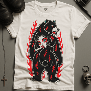 Woman Bear Tattoo T-Shirt - White - S - Inked 13 Ltd Unisex alternative tattoo apparel