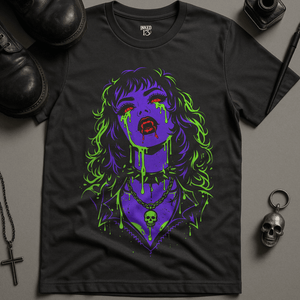 Woman Glow In The Dark T-Shirt - Dark Grey - S - Inked 13 Ltd Unisex alternative tattoo apparel