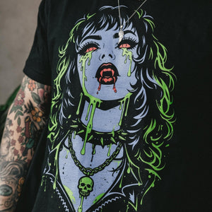 jack wearing our woman glow in the dark t-shirt